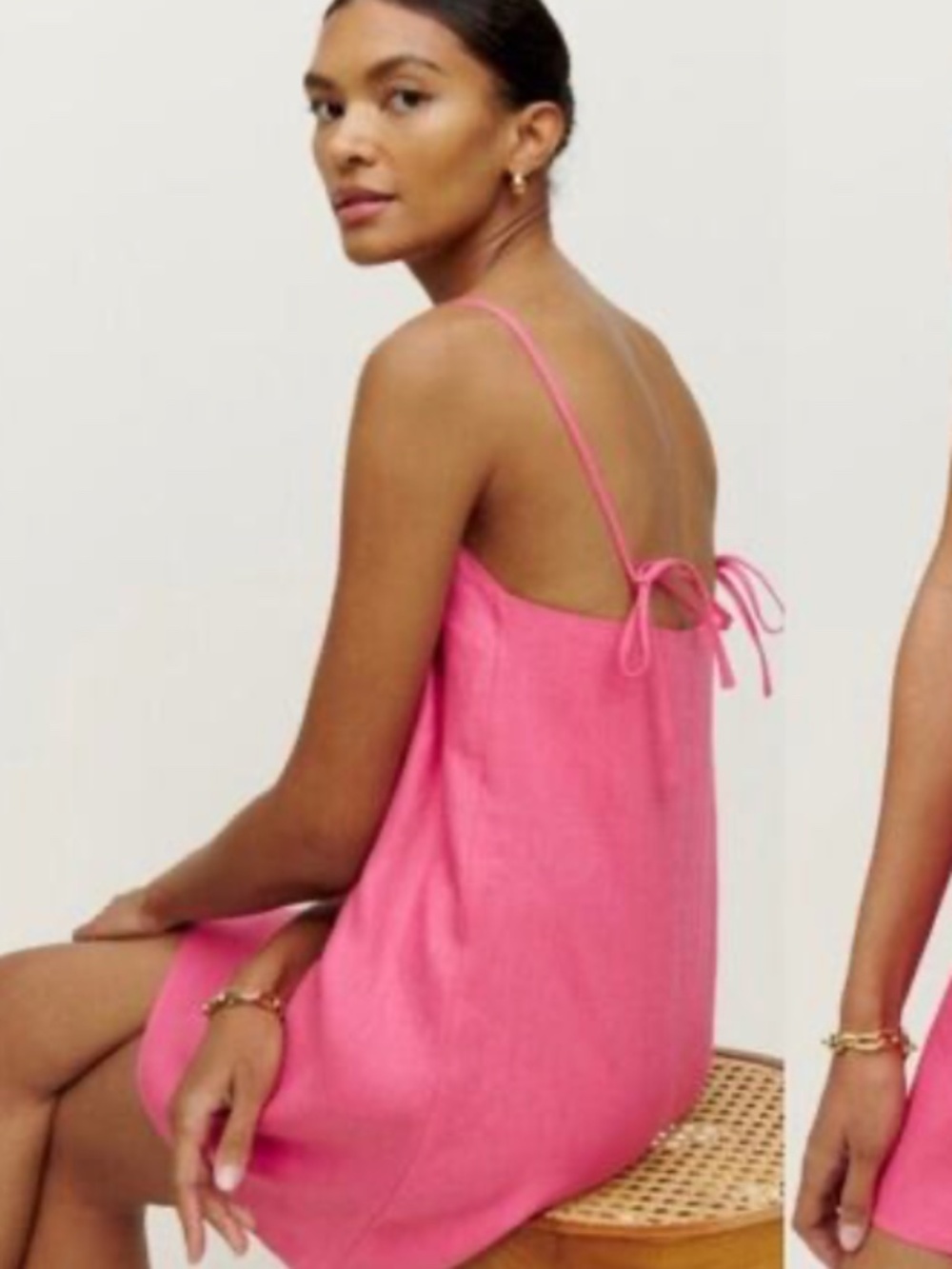 Reformation Aubree 100% Linen Mini Dress in Pink Snapdragon (Medium) - Picture 2 of 6